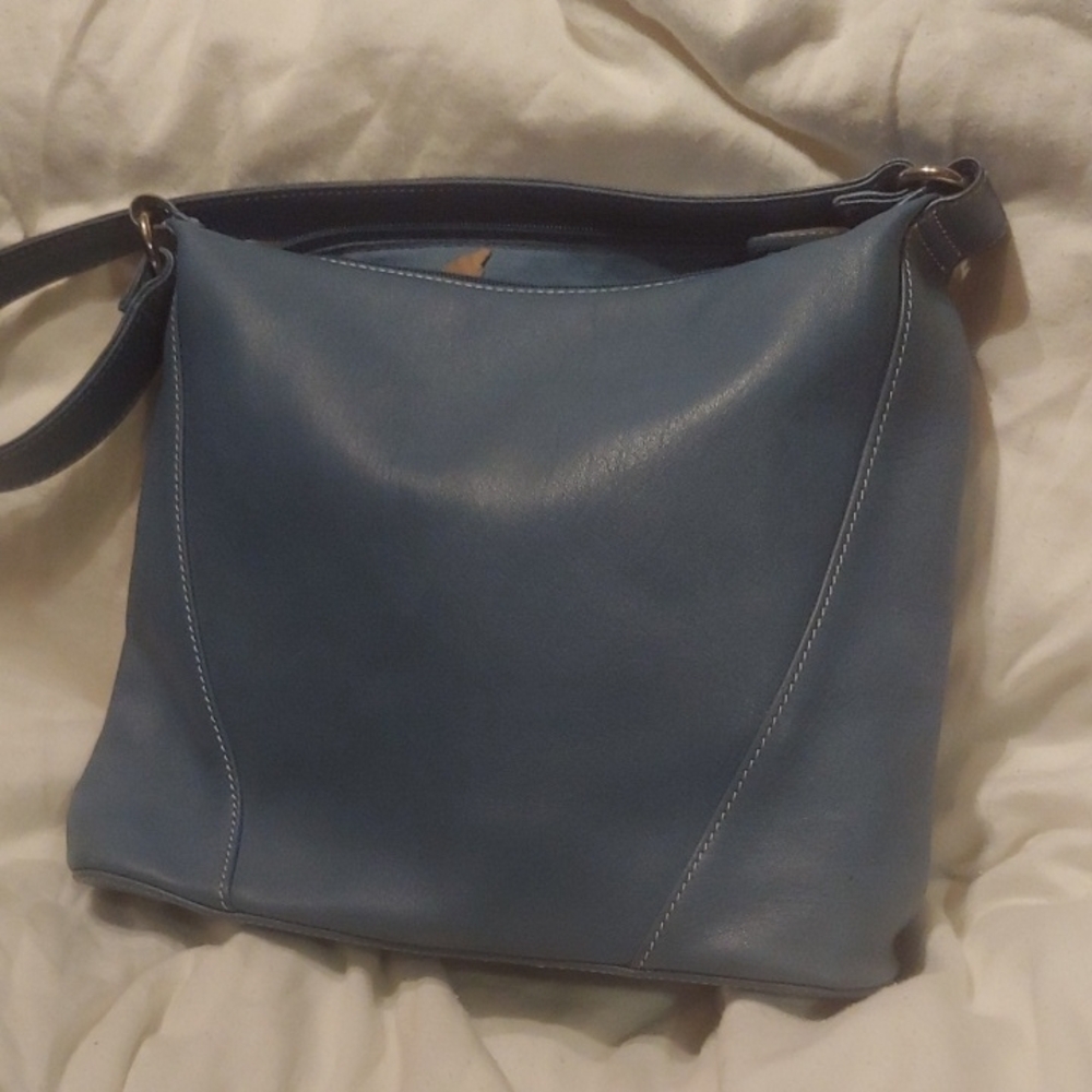 Fossil Blue Leather Shoulder Bag